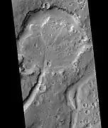 Delta that fills a crater, as seen by HiRISE.