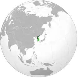 Location of Democratic People's Republic of Korea