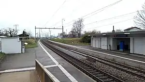 Double-track railway line with side platforms