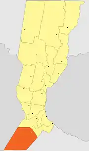 Location of General López Department within Santa Fe Province