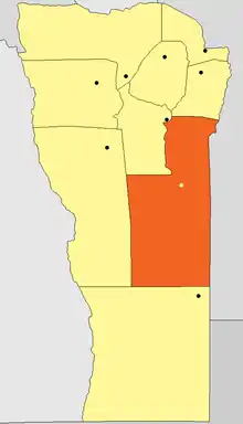 Location of General Pedernera Department in San Luis Province