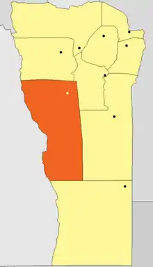 Location of Juan Martín de Pueyrredón Department in San Luis Province