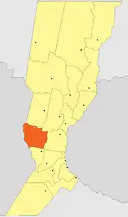 Location of San Martín Department within Santa Fe Province