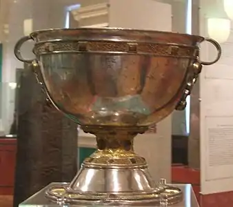 Derrynaflan Chalice, 8th- or 9th-century. Part of the Derrynaflan Hoard found in 1980 near Killenaule, County Tipperary.