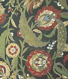 Detail from a kemha ceremonial kaftan with saz pattern made for Şehzade Bayezid, mid-sixteenth century. Topkapı Palace Museum