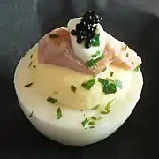 Deviled eggs, a cold hors d'oeuvre