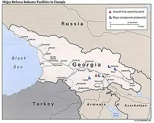 Map of Georgia, indicating defence plants