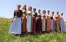 Young women in German dirndls