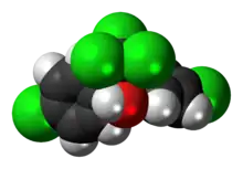 Space-filling model of the dicofol molecule