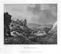 Thuisbrunn and its castle. 1858 steel engraving