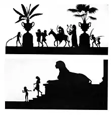 Selected silhouette wall frieze illustration, from Diefenbach's Per aspera ad astra or music children, 1892