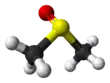 Stereo structural formula of dimethyl sulfoxide with an explicit electron pair and assorted dimensions