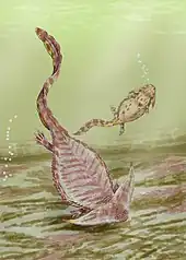 Life reconstruction of Diplocaulus, by Dimitry Bogdanov