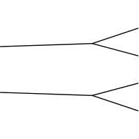 An example of a six-point correlation function Feynman diagram contribution that consists of two disconnected parts, each essentially a one to two diagram.