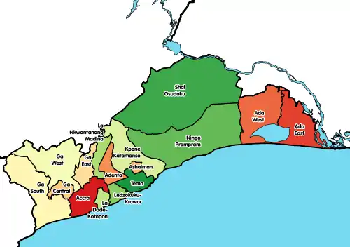 Districts of Greater Accra Region