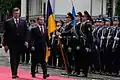 Members of the battalion in their old uniform during the visit of Dmitry Medvedev to Ukraine.