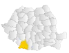 Map of Romania highlighting Dolj County