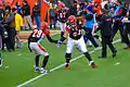 Domata Peko and Leon Hall before the playoff game