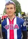 Male cyclist in Team USA cycling uniform