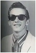  Photographic portrait of Sahm in his high school years wearing sunglasses