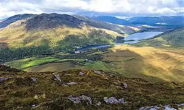 Doughruagh, Kylemore Abbey, and the Garraun massif behind, viewed from Diamond Hill