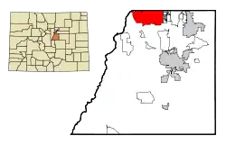 Location of the Highlands Ranch CDP in Douglas County, Colorado.