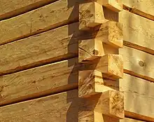 Corner made of notched logs