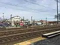 Station with downtown in background