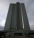 The hotel's façade seen from the ground level