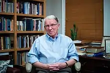 Dr. Larry Crabb at his desk in his home office.