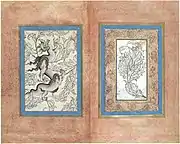 Dragon (left) and hatayi blossoms (right). It is highly possible that these two drawings were executed by Şahkulu. Istanbul University Library