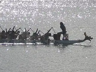 A dragon boat racing in San Francisco, 2008.