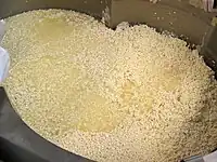 draining of the whey