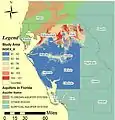 Figure 1: This is the DRASTIC summary index for West Florida. In blue is the least vulnerable area of the aquifer. In red the highest vulnerability.