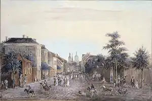 An 1808 painting by Martin of Drottninggatan, Stockholm