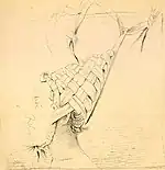 Drawing of a native of the island, showing his distinctive conical headdress; drawn by Alfred Thomas Agate