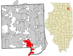 Location of Woodridge in DuPage County, Illinois.