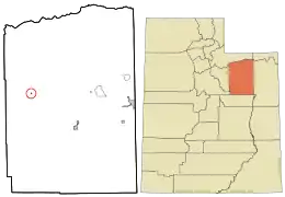 Location in Duchesne County and the state of Utah