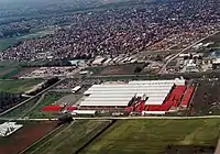 Aerial view with the Coca-Cola factory