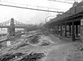 Duquesne Wharf, circa 1912, showing the second Seventh Street Bridge