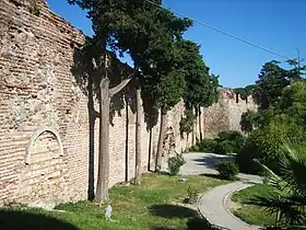 Ruins of stone walls.