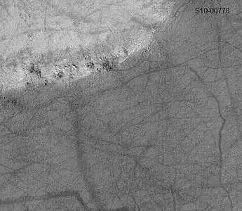 Pattern of large and small tracks made by giant dust devils, as seen by under the MOC Public Targeting Program