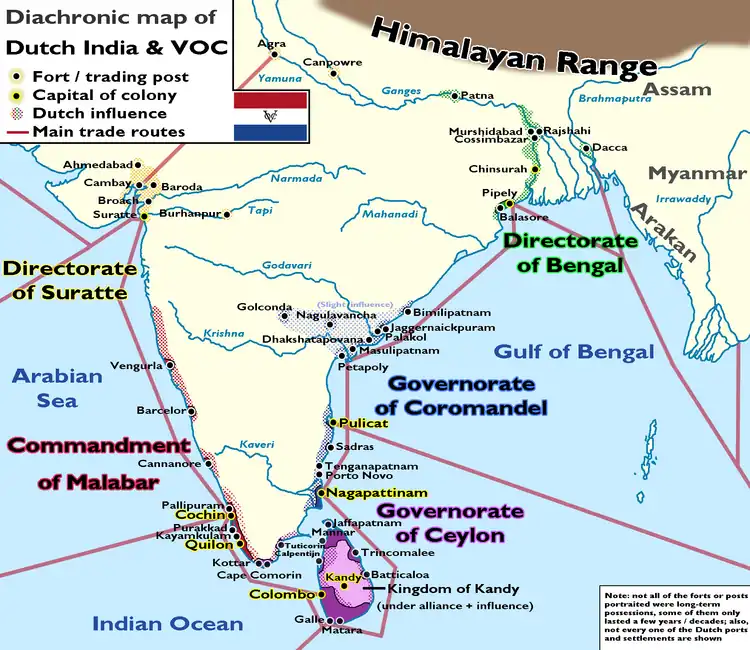 Dutch Suratte (in yellow) within Dutch India