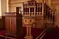 Interior of the church and pulpit.