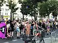 Labrys flag at Berlin Dyke March, Germany, 2019