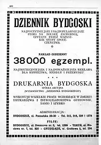 Dziennik Bydgoski advertising ca 1929