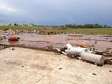 EF5 damage: These tornadoes cause destruction, obliterating and sweeping away almost anything in their paths, including those sheltering in open basements. However, they are extremely rare (making up less than 0.1% of annual tornadoes in the U.S.), and even a tornado rated as EF5 usually only produces EF5 damage across a relatively small portion of the damage path (with EF0-EF4 damage zones surrounding the central EF5 core).