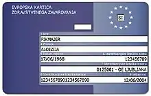 A European Health Insurance Card(Slovenian version pictured)