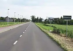 Road sign in Elżbietów