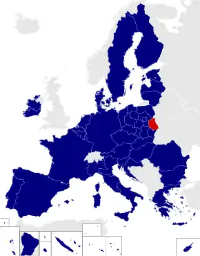 Map of the European Parliament constituencies with Lublin highlighted in red